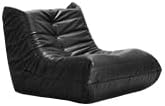 Hobestluk Giant Bean Bag Chair Lazy Floor Sofa, Memory Foam Fireside Sofa for Adults, Big Beanbag Faux Leather Armless Chair for Living Room Bedroom Dorm Office (Black, Single)