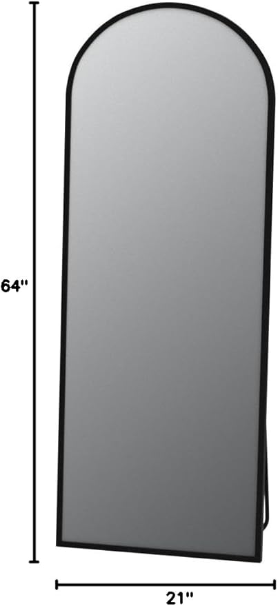 21 x 64 inch Arched Full Length Mirror, Black Arch Floor Mirror Full Length with Stand, Full Body Standing Mirror for Living Room, Bedroom, Hanging or Leaning Against The Wall