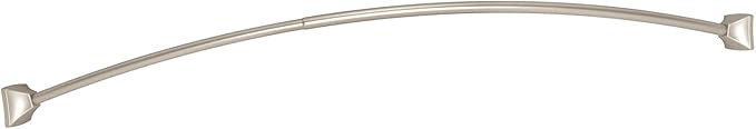 Moen Brushed Nickel 72-inch Permanent Mount Adjustable Curved Shower Rod, Wall Mounted Shower Curtain Rod for Bathtub Shower, CSR2164BN