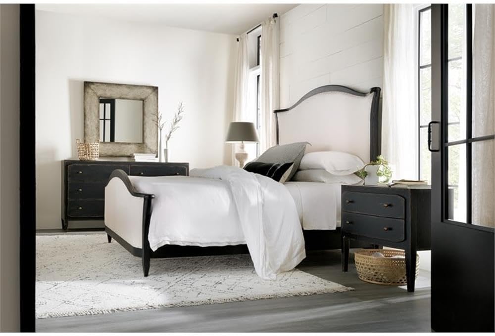 Hooker Furniture Ciao Bella Two-Drawer Wood Nightstand in Distressed Black