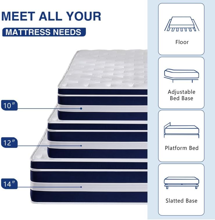 Hycean Full Size Mattress, 12 Inch Hybrid Memory Foam Full Mattress in a Box, Pressure Relief, Medium Firm, CertiPUR-US