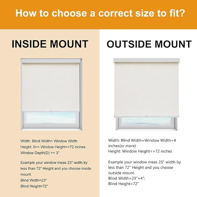 Persilux Cream Light Filtering Cordless Roller Shades for Windows (39" W x 72" H) Natural Woven Polyester Fabric Thermal Insulation Roller Blinds for Windows, Home, Doors, Kitchen