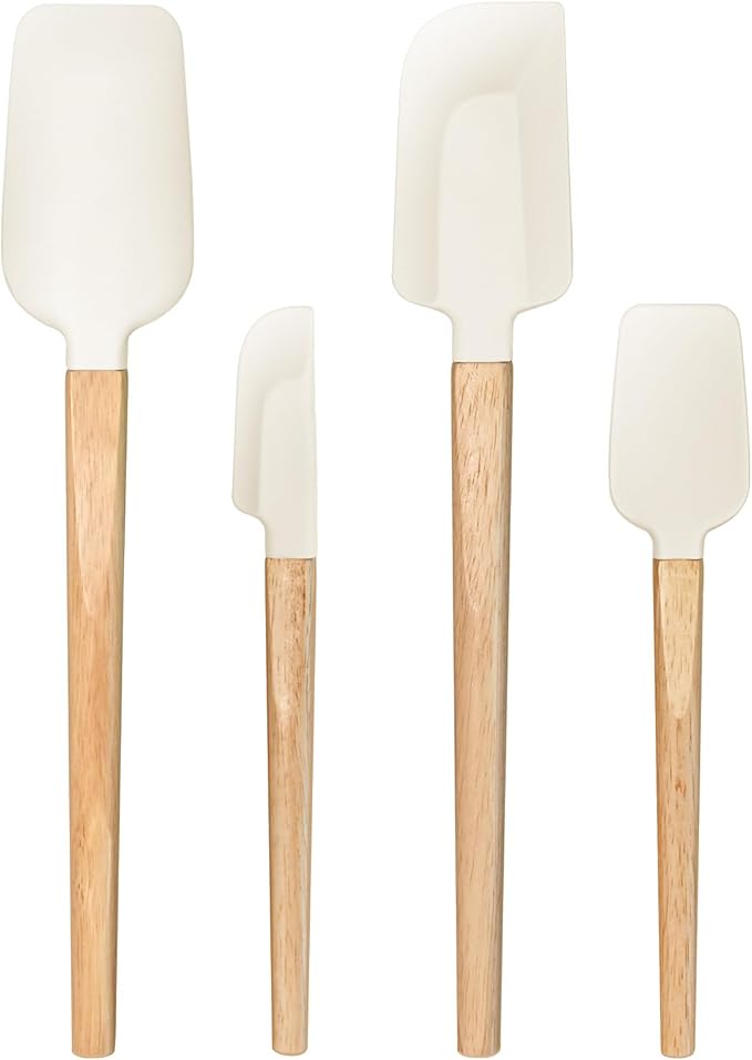 4 Piece Silicone Spatula Set - Food Grade Rubber Spatulas, Nonstick Spoonula & Jar Scraper for Cooking, Baking, Mixing, Frosting - Heat Resistant Up to 600°F, Dishwasher Safe