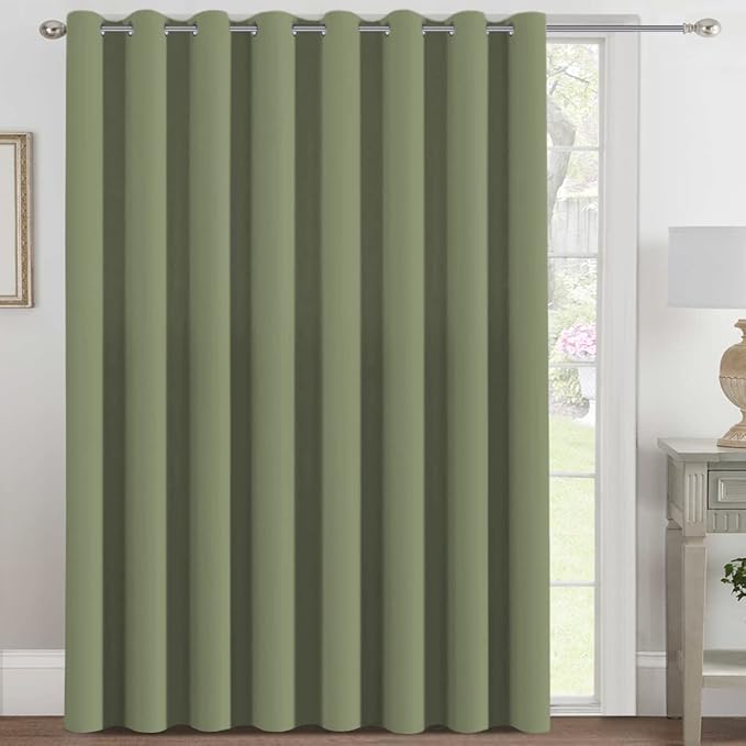 H.VERSAILTEX Blackout Patio Curtains 100 x 108 Inches Solid Thermal Insulated Grommet Blackout Curtains/Drapes for Sliding Door Extral Wide Curtain Panels Room Divider, 9' Tall by 8.5' Wide - Sage