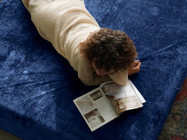 PHF Truly Velvet Fitted Sheet Only California King Size, Luxury Super Soft Cozy Fuzzy Fleece Bottom Sheet with Deep Pocket Up to 16", Suitable for Fall Winter Spring, No Pillowcases, Navy Blue