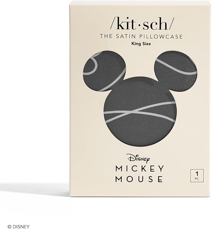 Kitsch Disney Mickey Mouse Satin Pillowcase with Zipper Softer Than Silk, Cooling Pillow Case for Hair & Skin, Wrinkle Free, Machine Washable, King Size (19x36)
