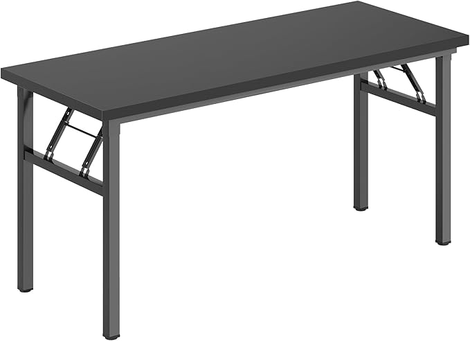 DlandHome Large Computer Desk, Folding Desk, Decent and Steady Home Office Desk/Workstation/Table 54.3inch Black Black