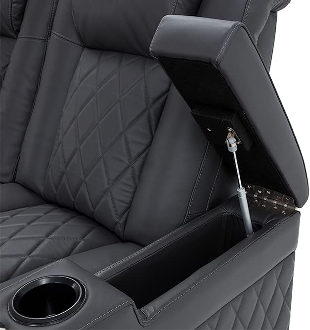 Valencia Tuscany Home Theater Seating | Premium Top Grain Italian Nappa 11000 Leather Power Recliner with Power Lumbar Support & Headrest (Single Recliner, Charcoal Grey)