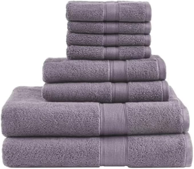 Madison Park 800GSM Bathroom Towel Set of 8 100% Cotton Bath Towel Set for Bathroom Luxurious Highly Absorbent 2 Bath Towels 2 Hand Towels 4 Washcloths Quick Dry Spa Quality Light Purple