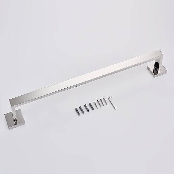 TASTOS 23.6 Inch Black Single Towel Bar Rack, SUS 304 Stainless Steel Bathroom Towel Bar Heavy Duty Towel Holder Kitchen Towel Rod, Wall Mount with Screws Towel Bar Rod Polished Chrome Finish