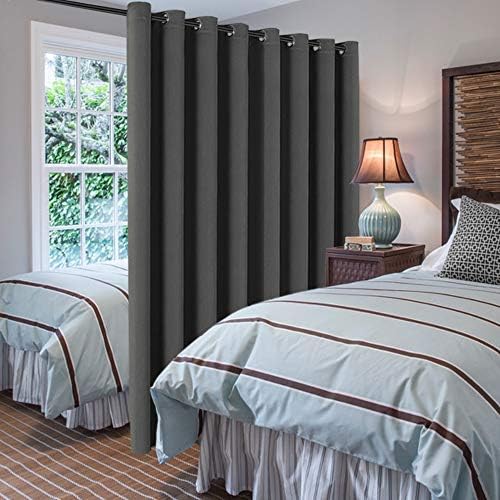 H.VERSAILTEX Blackout Patio Curtains 100 x 84 Inches for Sliding Door Extral Wide Blackout Curtain Panels Thermal Insulated Room Divider - Grommet Top, 7' Tall by 8.5' Wide - Charcoal Gray