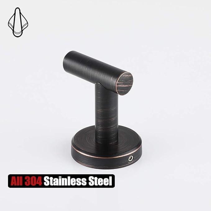 JQK Bathroom Towel Hook Oil Rubbed Bronze, 304 Stainless Steel 0.8mm Coat Robe Clothes Hook for Bathroom Kitchen Garage Wall Mounted (Pack of 4), TH100-ORB-P4