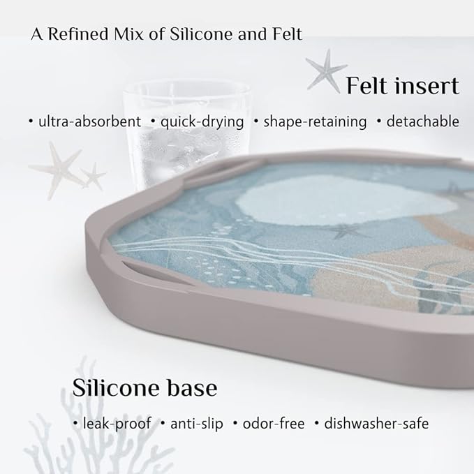 UMIRRO Absorbent Drink Coasters, Coastal Themed Cup Mat for Beach Lovers, Ocean Inspired Coffee Table Decor, Small Unique Birthday Gift Ideas for Men, Dad, Him, Women Mom, Her, 4", Bule, Set of 6