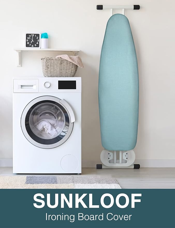 Ironing Board Cover and Pad, Resist Scorching and Staining, 15x54 Reflective Silicone Ironing Board Cover with Thick Padding Extra Thick with Elastic Edges 4 Fasteners