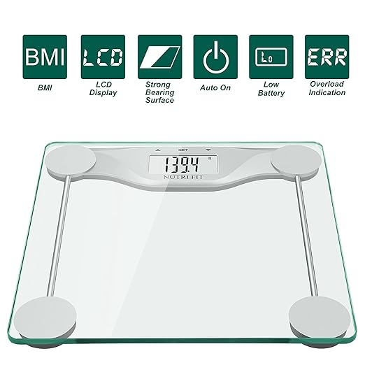 NUTRI FIT Digital Body Weight Bathroom Scale BMI, Accurate Weight Measurements Scale,Large Backlight Display and Step-On Technology,400 Pounds