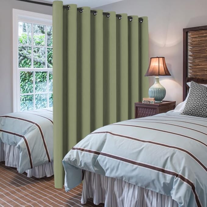 H.VERSAILTEX Blackout Patio Curtains 100 x 108 Inches Solid Thermal Insulated Grommet Blackout Curtains/Drapes for Sliding Door Extral Wide Curtain Panels Room Divider, 9' Tall by 8.5' Wide - Sage