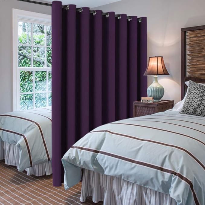 H.VERSAILTEX Blackout Patio Curtains 100 x 108 Inches for Sliding Door Extral Wide Blackout Curtain Panels Thermal Insulated Room Divider - Grommet Top, 9' Tall by 8.5' Wide - Plum Purple