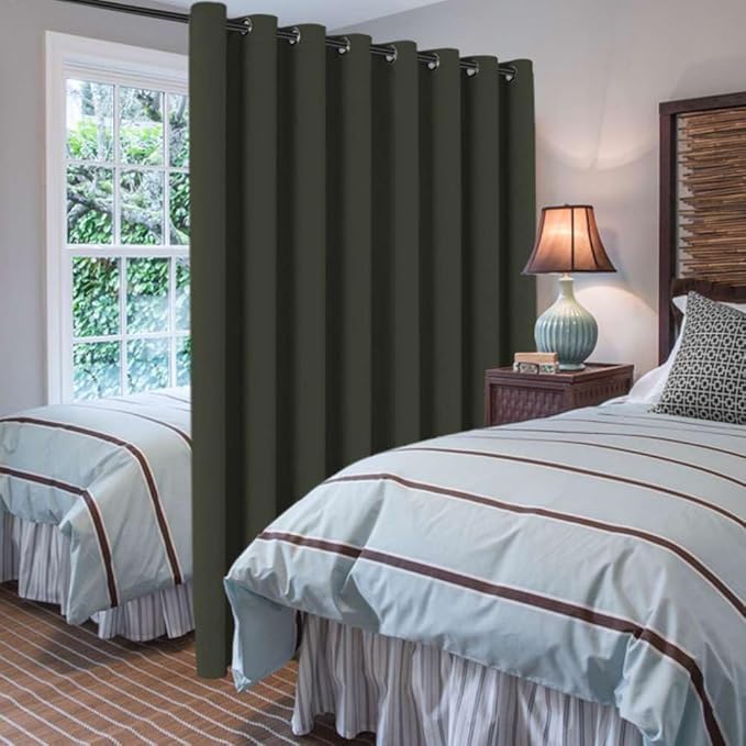 H.VERSAILTEX Blackout Patio Curtains 100 x 84 Inches for Sliding Door Extral Wide Blackout Curtain Panels Thermal Insulated Room Divider - Grommet Top, 7' Tall by 8.5' Wide - Olive