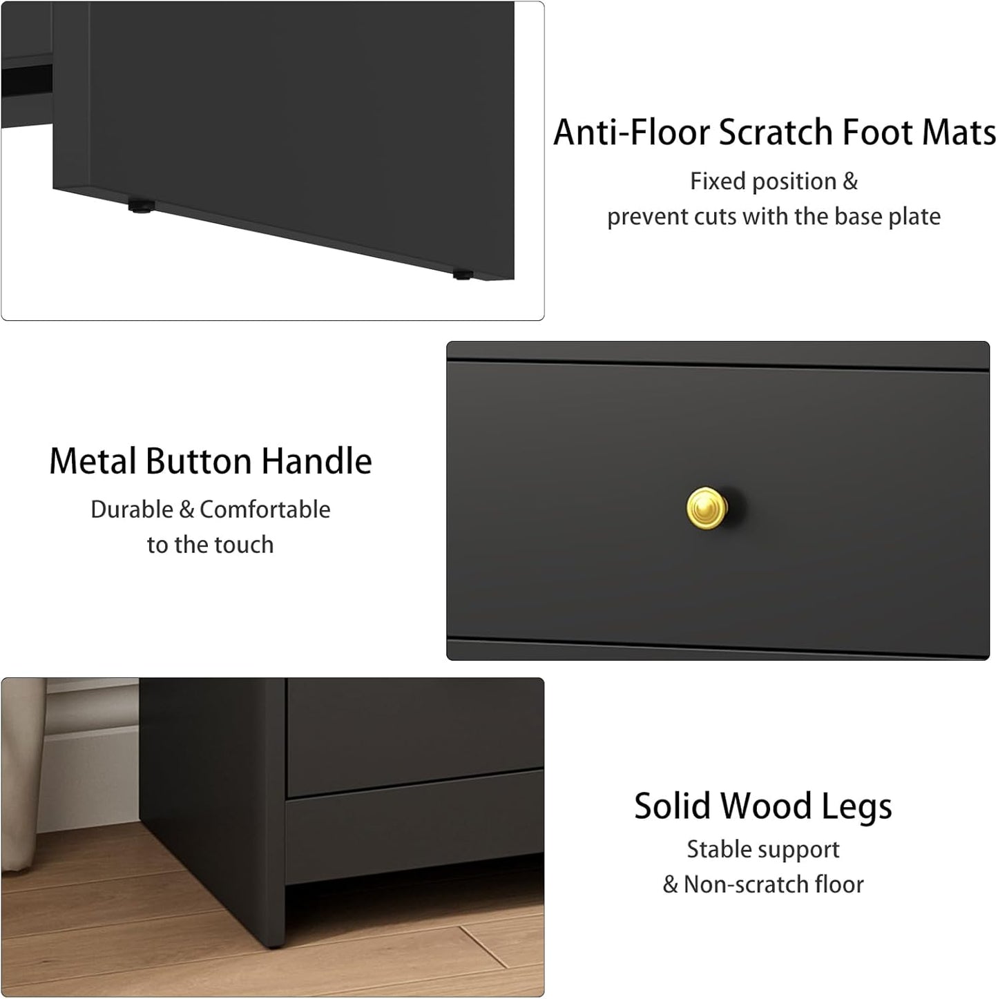 JOZZBY 7 Drawer Dresser for Bedroom, 55 Inch Black Wooden Large Dresser with Golden Handles, Modern Chests of Deep Drawers Organizer for Home Office, Hallway