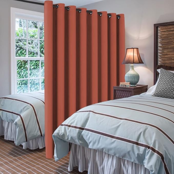 H.VERSAILTEX Blackout Patio Curtains 100 x 84 Inches for Sliding Door Extral Wide Blackout Curtain Panels Thermal Insulated Room Divider - Grommet Top, 7' Tall by 8.5' Wide - Orange