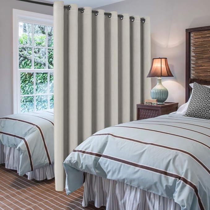 H.VERSAILTEX Blackout Patio Curtains 100 x 108 Inches for Sliding Door Extral Wide Blackout Curtain Panels Thermal Insulated Room Divider - Grommet Top, 9' Tall by 8.5' Wide - Ivory/Cream
