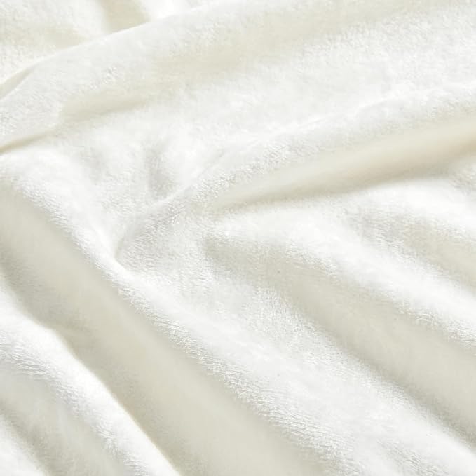 PHF Truly Velvet Fitted Sheet Only King Size, Luxury Super Soft Cozy Fuzzy Fleece Bottom Sheet, Deep Pocket Up to 16",Strenghth Elastic Band, Suitable for Fall Winter Spring, No Pillowcases,Snow White