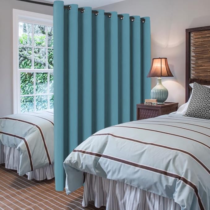 H.VERSAILTEX Blackout Patio Curtains 100 x 108 Inches for Sliding Door Extral Wide Blackout Curtain Panels Thermal Insulated Room Divider - Grommet Top, 9' Tall by 8.5' Wide - Storm Blue