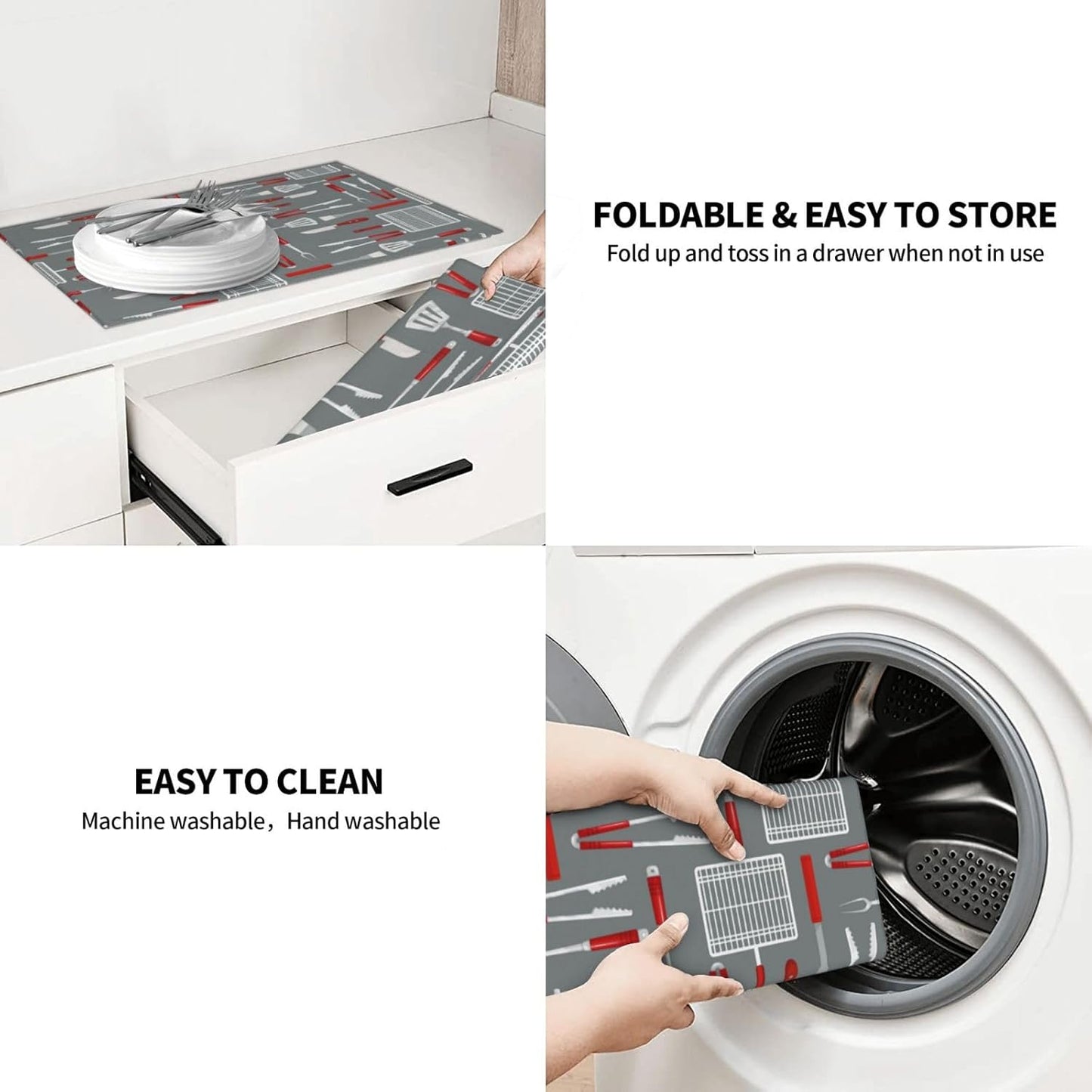 Barbecue Tools Dish Drying Mat 18x24 For Kitchen Counter Absorbent Microfiber Dishes Pad Dish Drainer Rack Mats Fast Dry Kitchen Accessories