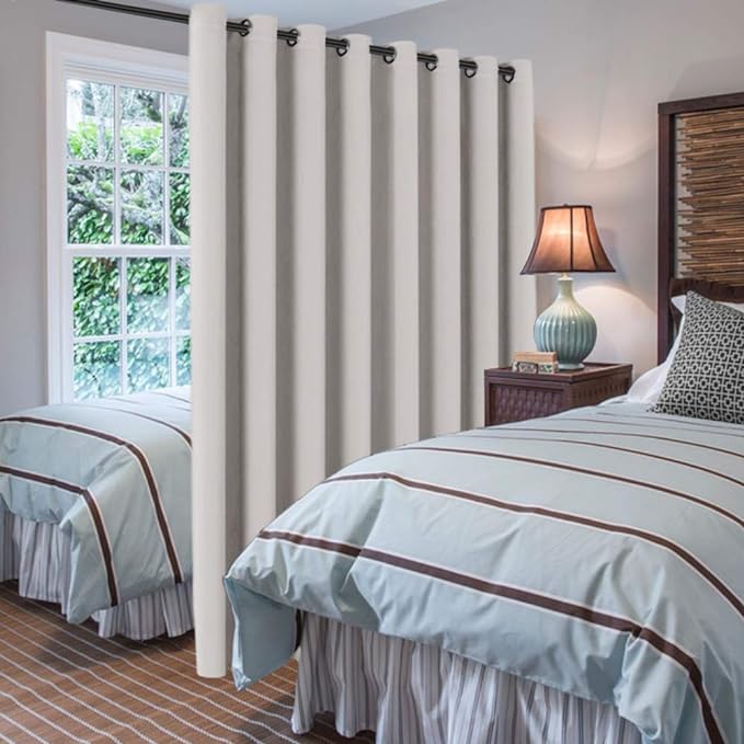 H.VERSAILTEX Blackout Patio Curtains 100 x 108 Inches for Sliding Door Extral Wide Blackout Curtain Panels Thermal Insulated Room Divider - Grommet Top, 9' Tall by 8.5' Wide - Stone