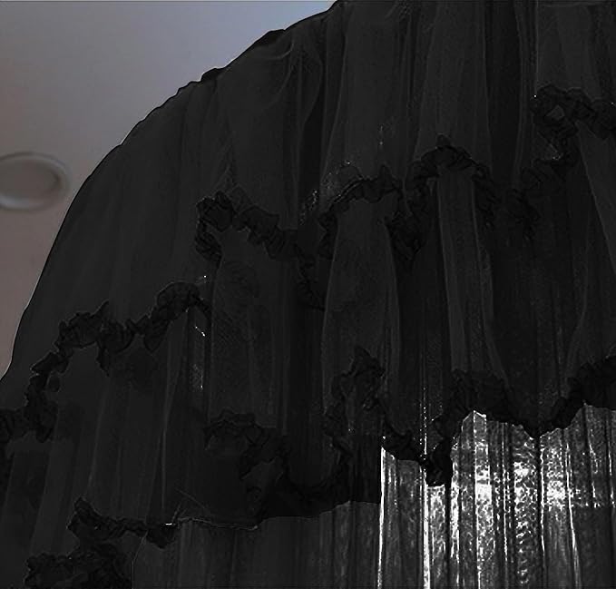 Kertnic Mosquito Net Bed Canopy for Girls, Princess Canopy Bed Curtain Fine Sheer Mesh Dome Bed Canopies, Kids & Adults Lace Tent for Twin Full Queen King Bed (Black)