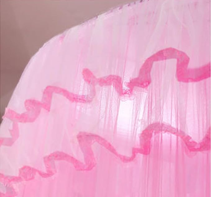 Kertnic Mosquito Net Bed Canopy for Girls, Princess Canopy Bed Curtain Fine Sheer Mesh Dome Bed Canopies, Kids & Adults Lace Tent for Twin Full Queen King Bed (Pink)