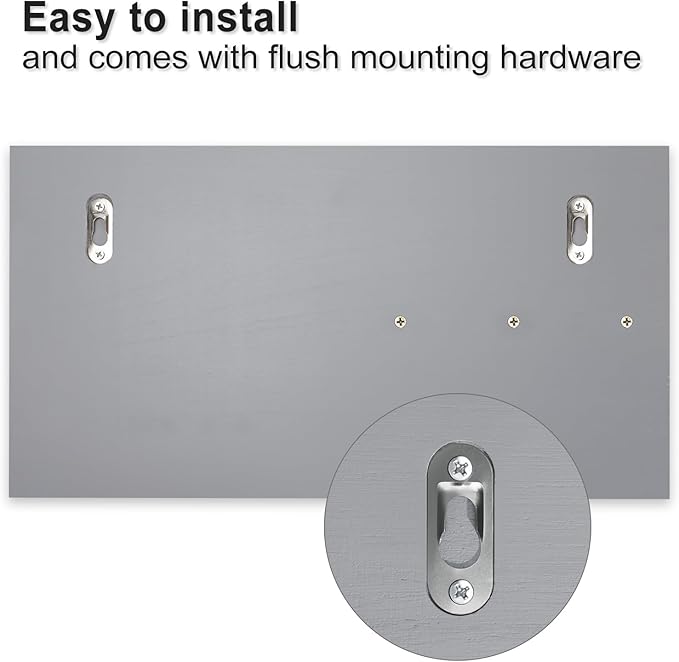 Mail Organizer for Wall Mount – Key Holder with Shelf Includes Letter Holder and Hooks for Coats, Dog Leashes – Rustic Wood with Flush Mounting Hardware (16.5” x 8.7” x 3.5”) (Gray)