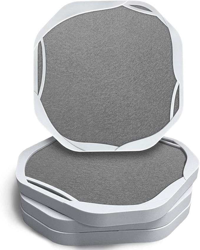 UMIRRO Absorbent Drink Coasters for Tabletop Protection | Silicone Coasters for Drinks Absorbent with Felt Pads | Cup Mat for Coffee, Beer, Wine | Non-Slip, Unbreakable and Kid Safe | Grey Set of 4