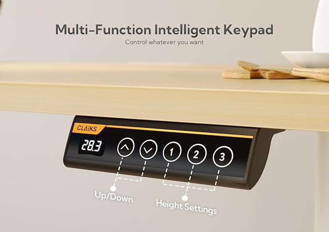 Claiks Electric Standing Desk, Adjustable Height Stand up Desk, 48x24 Inches Sit Stand Home Office Desk with Splice Board, White Frame/Nature Top