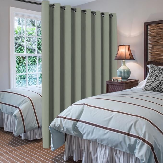 H.VERSAILTEX Blackout Patio Curtains 100 x 108 Inches for Sliding Door Extral Wide Blackout Curtain Panels Thermal Insulated Room Divider - Grommet Top, 9' Tall by 8.5' Wide - Sea Grass