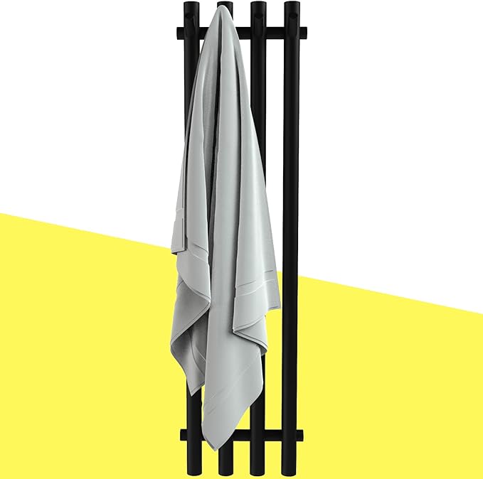 Heated Towel Rack, Towel Warmer with Timer, Wall Mounted hot Towel Warmer Rack for Bathroom, Hardwired or Plug-in Models Vertical Towel Heater Black