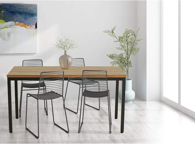 BIBOC 24X55 inches Computer Desk/Dining Table, Office Desk, Composite Wood Board Sturdy Writing Workstation for Home Office Walnut and Black Legs