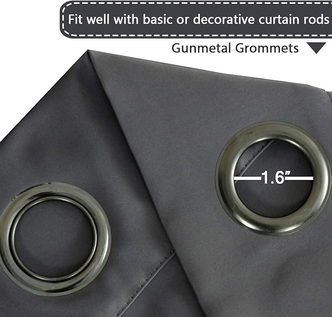 H.VERSAILTEX Blackout Patio Curtains 100 x 84 Inches for Sliding Door Extral Wide Blackout Curtain Panels Thermal Insulated Room Divider - Grommet Top, 7' Tall by 8.5' Wide - Charcoal Gray
