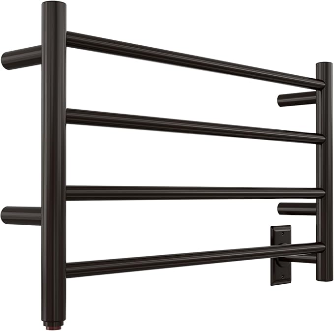 HEATGENE Towel Warmer 4 Bar Towel Dryer Wall-Mounted Plug-in Bath Towel Heater - Venetian Bronze