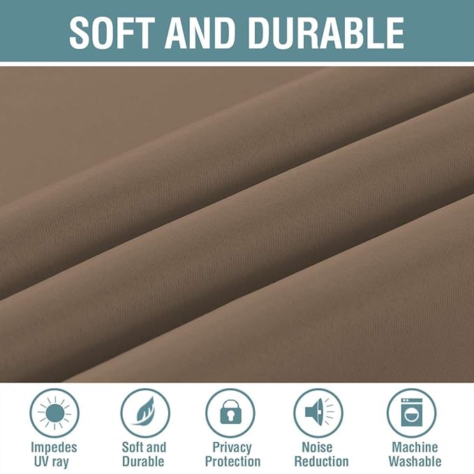 H.VERSAILTEX Blackout Patio Curtains 100 x 108 Inches for Sliding Door Extral Wide Blackout Curtain Panels Thermal Insulated Room Divider - Grommet Top, 9' Tall by 8.5' Wide - Macchiato