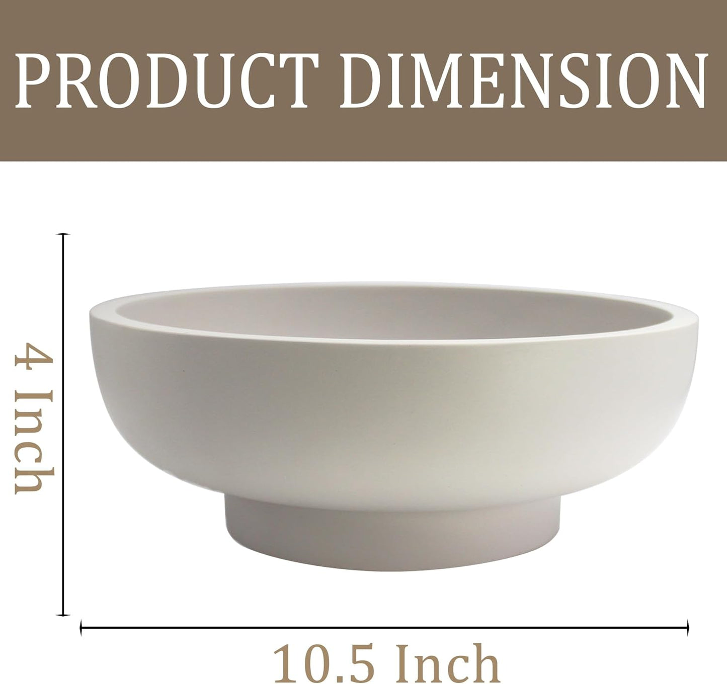 Large Decorative Bowl, Fruit Bowl for Kitchen Counter, Modern Resin Bowl for Home Decor, Key Holder for Entry Table, Grey