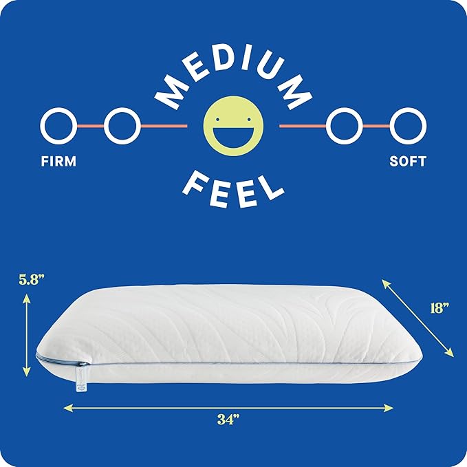 Sealy Dreamlife King Size Memory Foam Cooling Surface Guard Technology, Removable Machine-Washable Cover, 1 Year Warranty, White Pillow