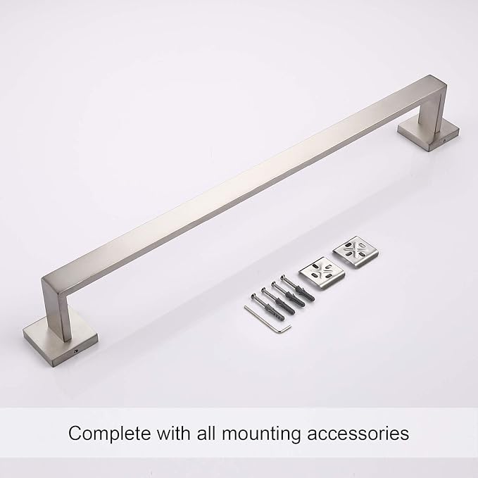 TASTOS 23.6 Inch Black Single Towel Bar Rack, SUS 304 Stainless Steel Bathroom Towel Bar Heavy Duty Towel Holder Kitchen Towel Rod, Wall Mount with Screws Towel Bar Rod Brushed Nickel Finish…