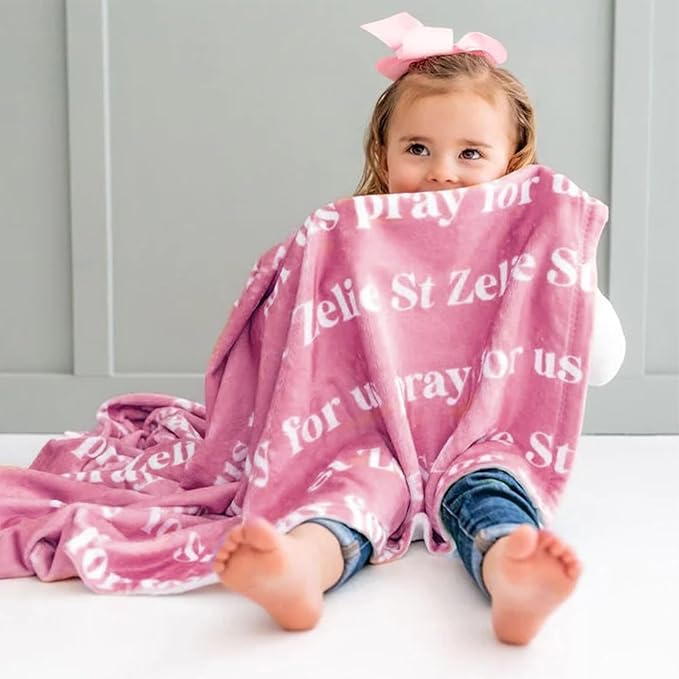 Yofair Ships Next Day, Personalized Baby Blanket with Name Custom Blanket with Letter Words Soft Plush Flannel Throw Blanket for Baby Kids Adults Friends Families