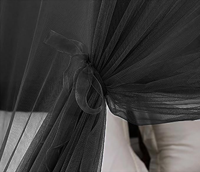 Kertnic Mosquito Net Bed Canopy for Girls, Princess Canopy Bed Curtain Fine Sheer Mesh Dome Bed Canopies, Kids & Adults Lace Tent for Twin Full Queen King Bed (Black)