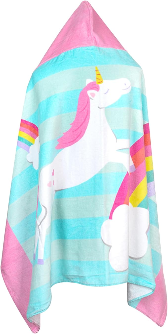 Kids Bath Towels, Kids Towel Girls Boys Hooded Beach,Bathroom,Pool Swim Towels 30 × 50 INCH Large Size Ultra Absorbent Cute Cartoon Animal Full Vitality 100% Cotton Wearable Wrap for Child