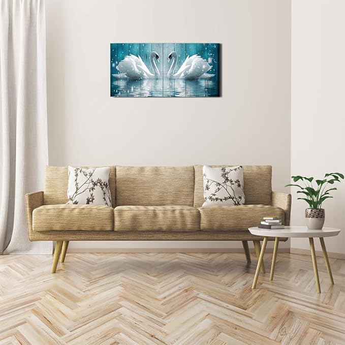 Wall Art for living room Canvas wall decorations for bathroom Modern Wall decor Family Bedroom Wall Pictures Two swans Artwork Kitchen office Home decoration Abstract painting