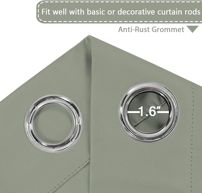H.VERSAILTEX Blackout Patio Curtains 100 x 108 Inches for Sliding Door Extral Wide Blackout Curtain Panels Thermal Insulated Room Divider - Grommet Top, 9' Tall by 8.5' Wide - Sea Grass