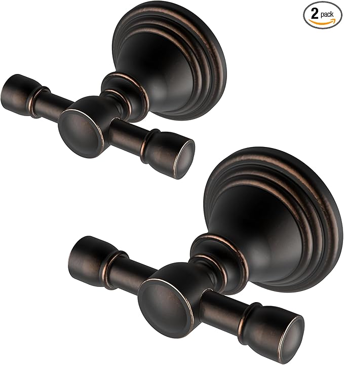 Towel Hook for Bathrooms 2 Pack for Bathrooms, Stainless Steel Robe Coat Hook Wall Mount, Heavy Duty Towel Hanger for Kitchen, Bedroom or RV(Oil Rubbed Bronze)