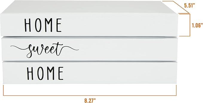 TenXVI Designs White Decorative Faux Books for Farmhouse & Living Room Decor - Coffee Table & Shelf Accent, Home Sweet Home